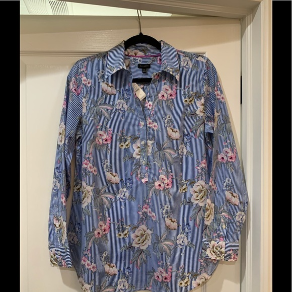 Talbots Tops - ⬇️TALBOTS BLOUSE SIZE MEDIUM FLORAL/STRIPE NWT!